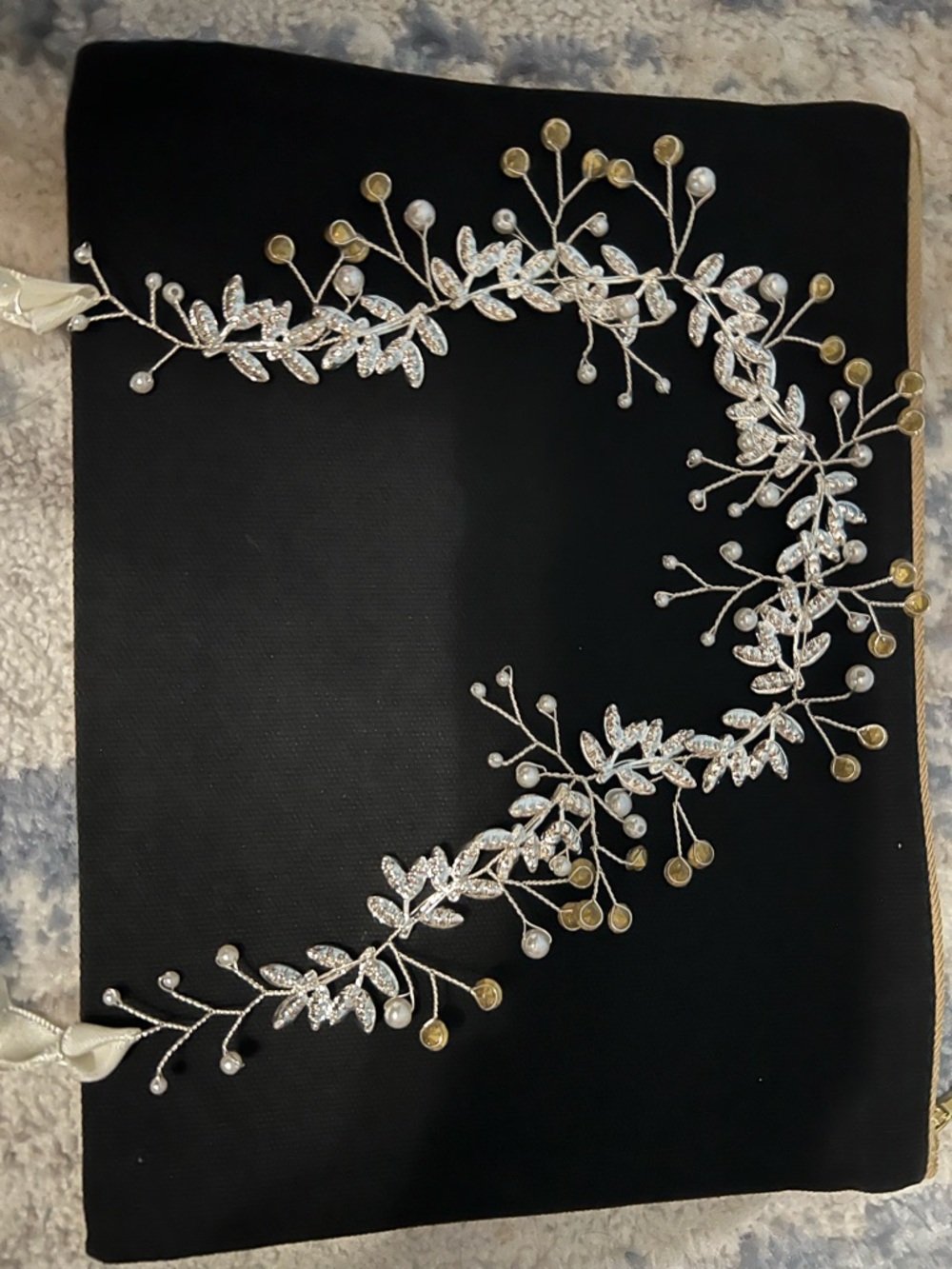 Delicate Silver and Pearl Bridal Hair Vine